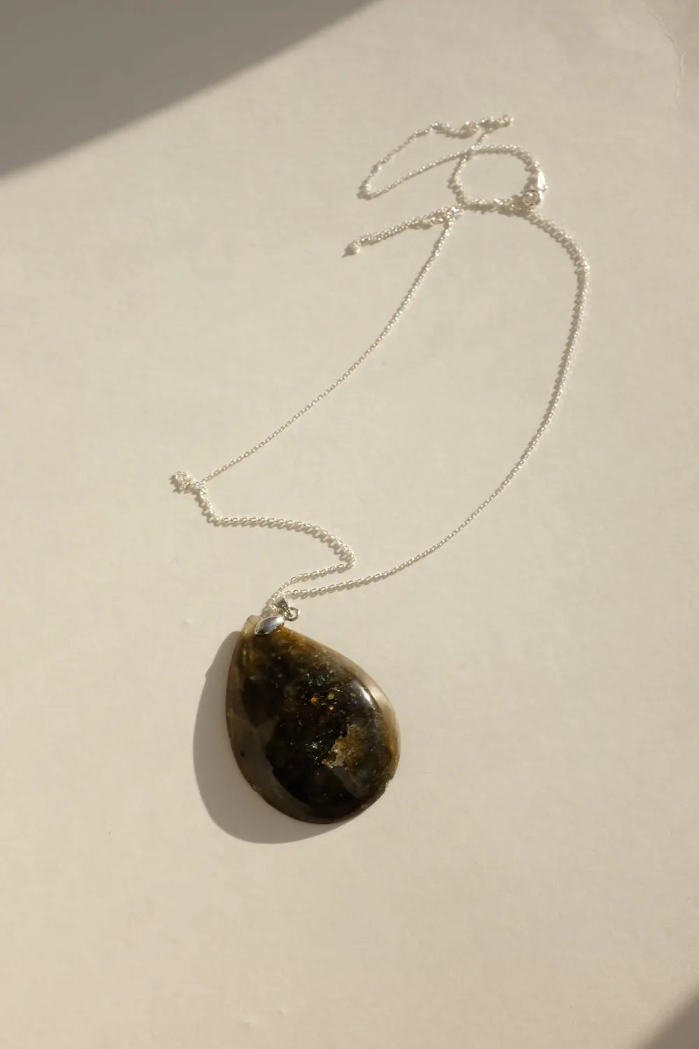 DROP VINTAGE STONE SILVER NECKLACE 925