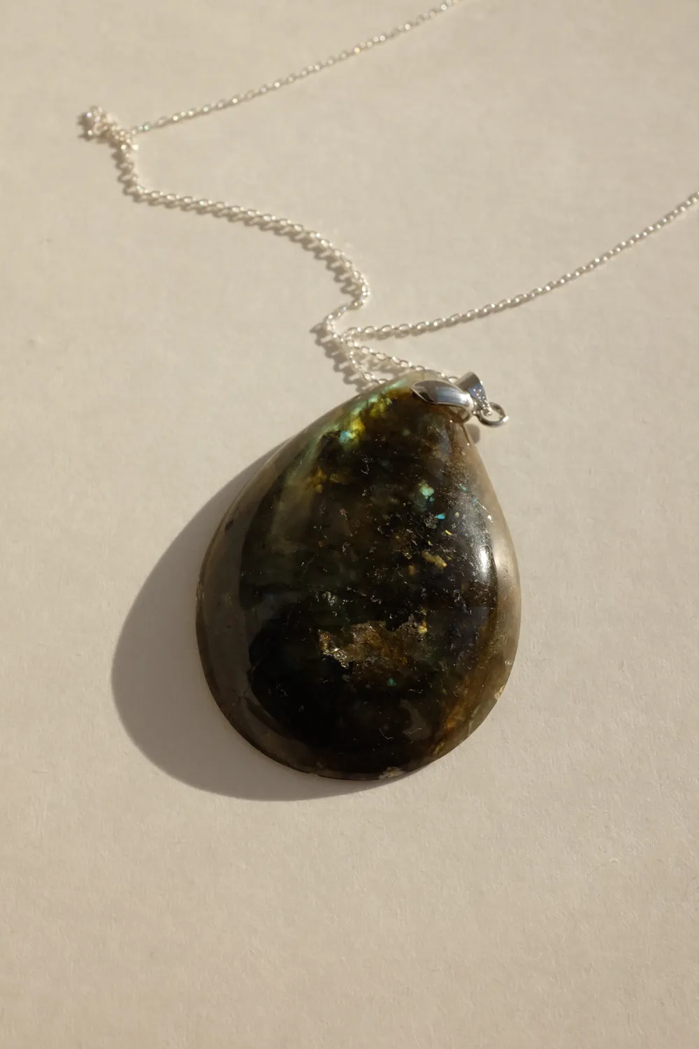 DROP VINTAGE STONE SILVER NECKLACE 925