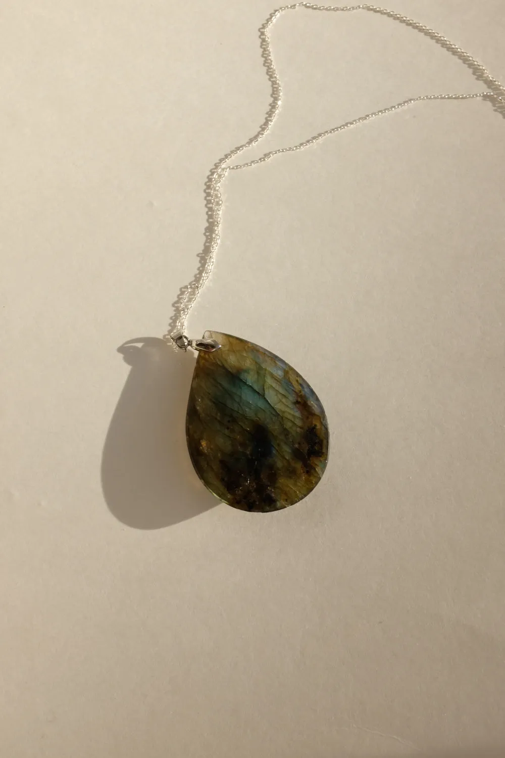 DROP VINTAGE STONE SILVER NECKLACE 925