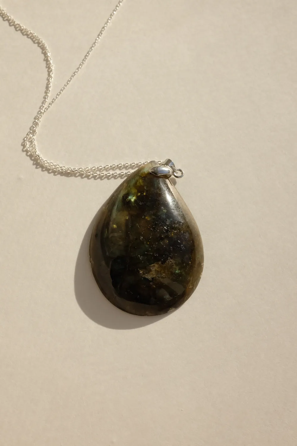DROP VINTAGE STONE SILVER NECKLACE 925