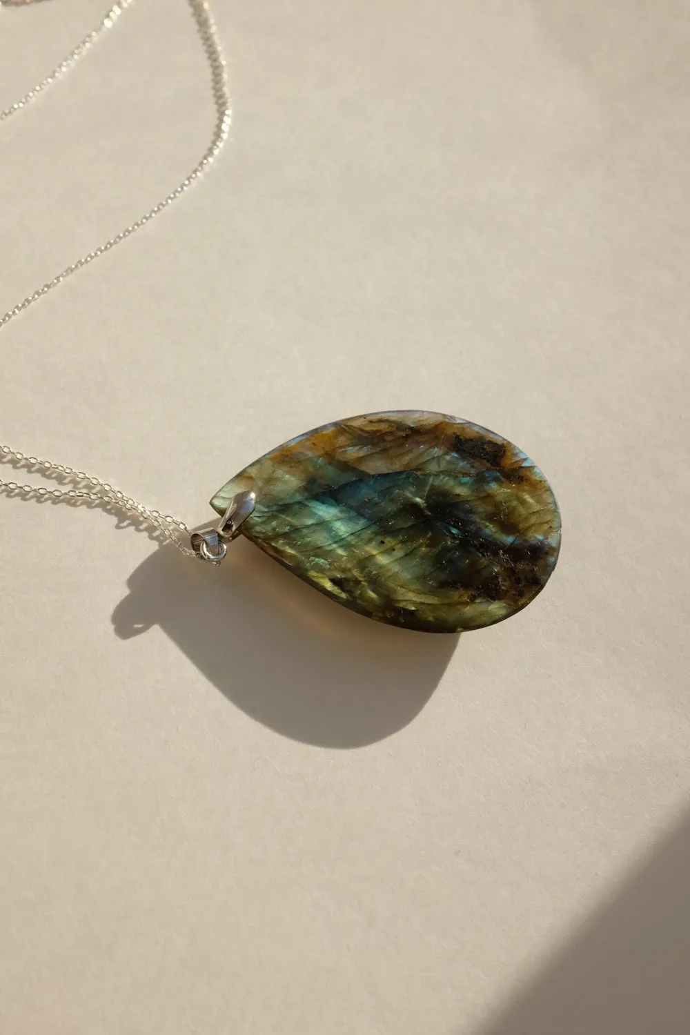 DROP VINTAGE STONE SILVER NECKLACE 925