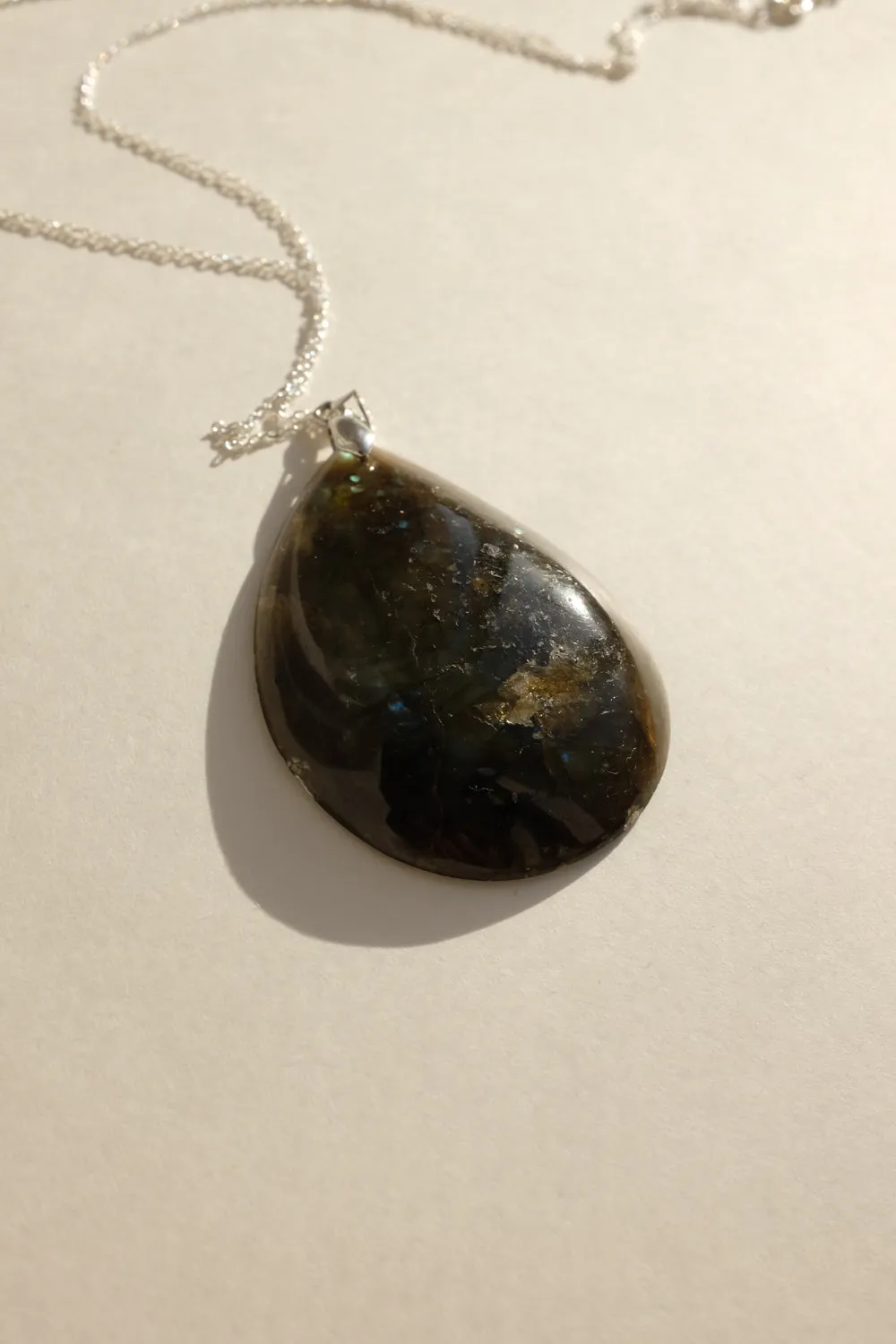 DROP VINTAGE STONE SILVER NECKLACE 925