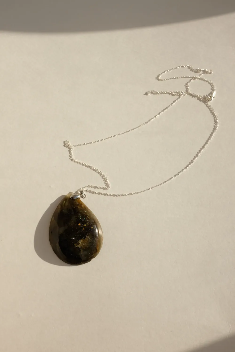 DROP VINTAGE STONE SILVER NECKLACE 925