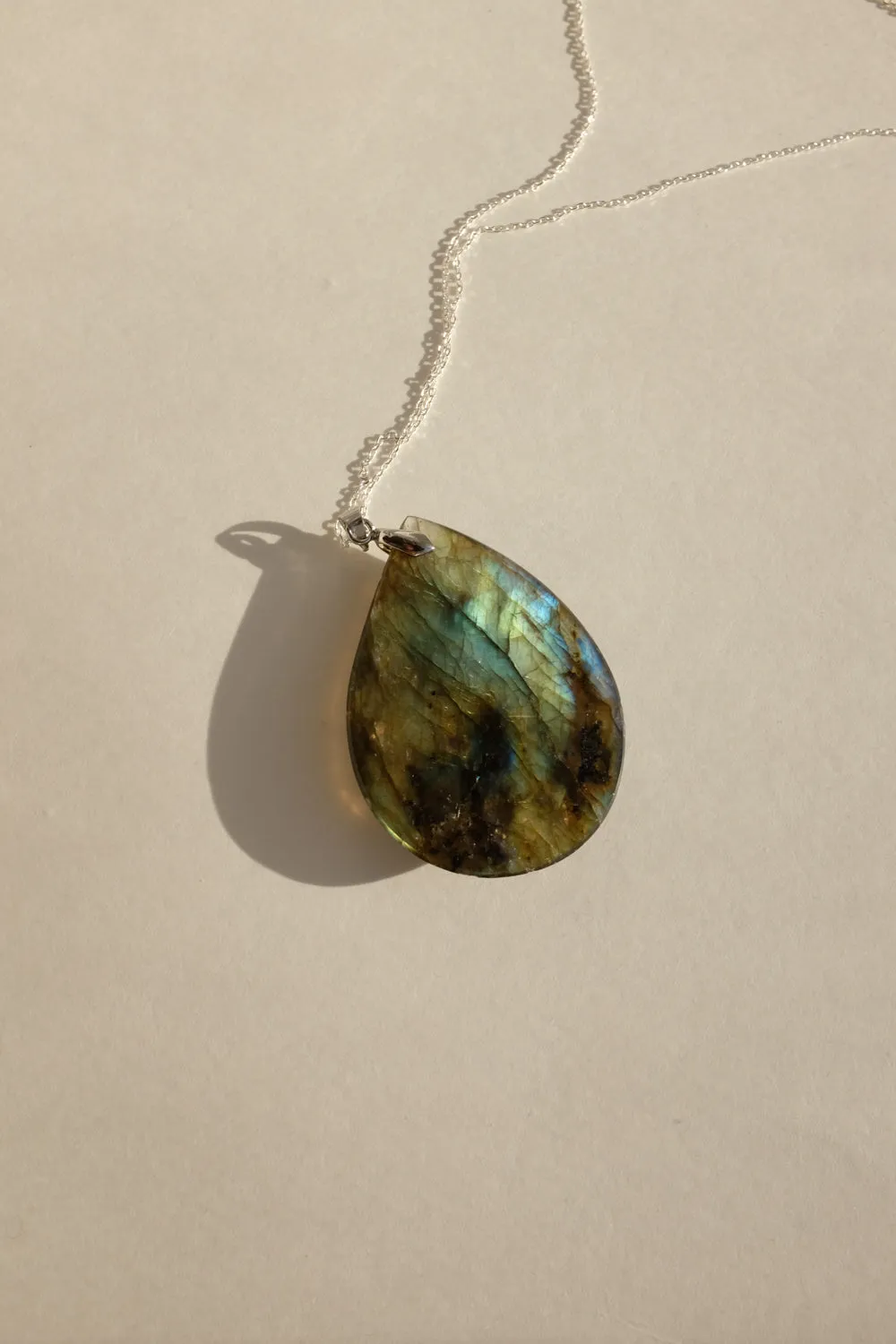 DROP VINTAGE STONE SILVER NECKLACE 925