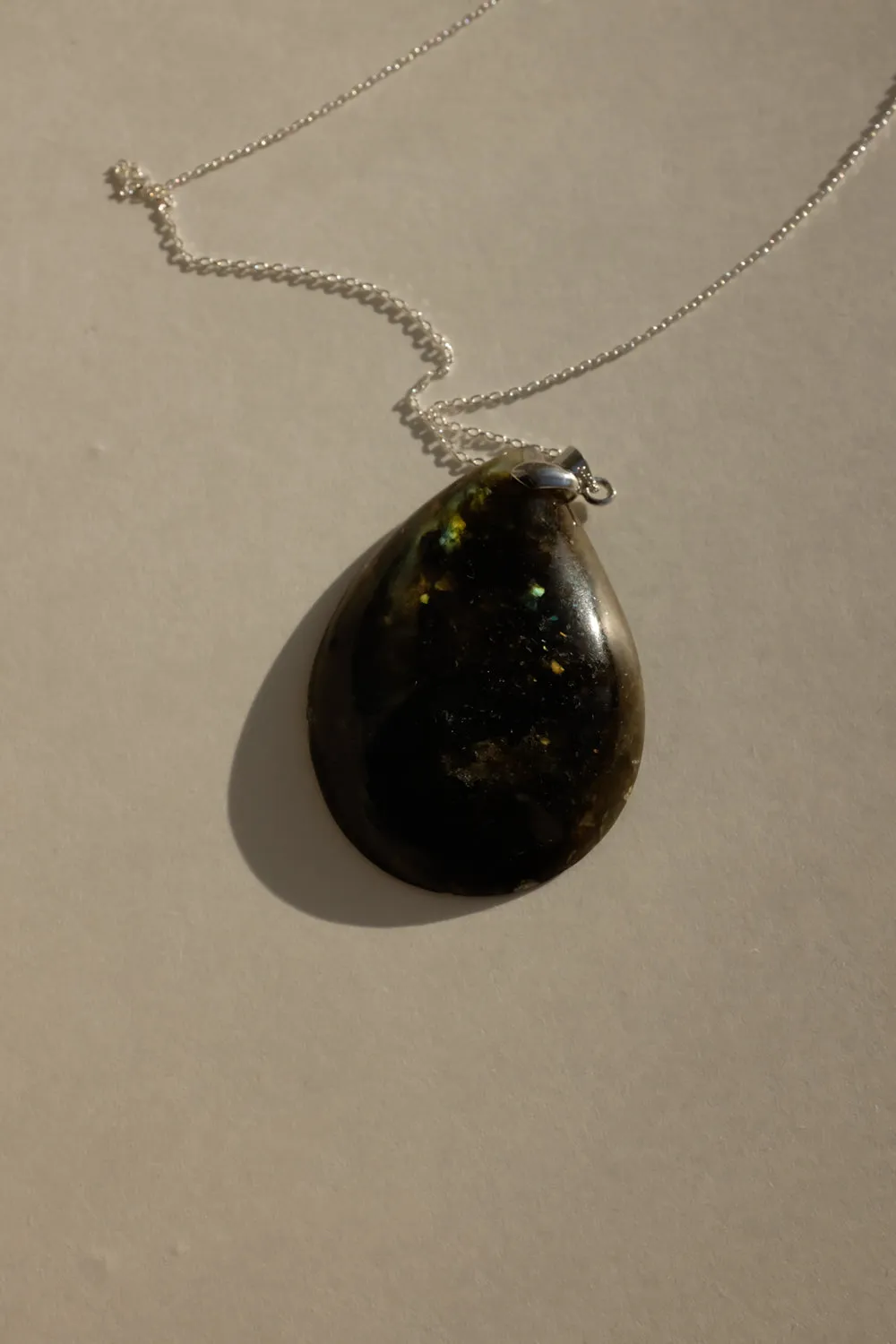 DROP VINTAGE STONE SILVER NECKLACE 925