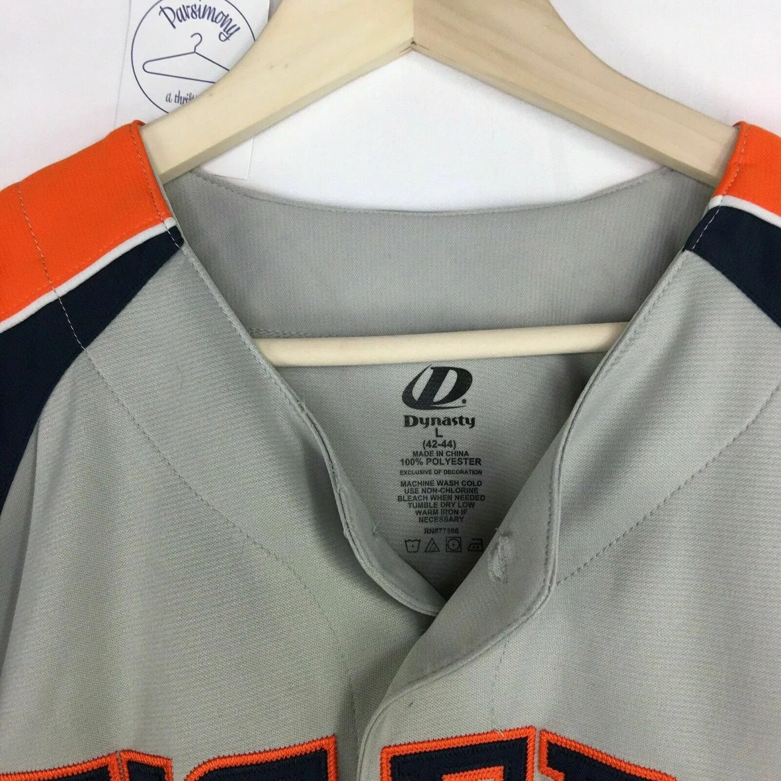 Dynasty Mens Size L Gray Blue Orange Baseball Jersey Shirt MLB Detroit Tigers S/s