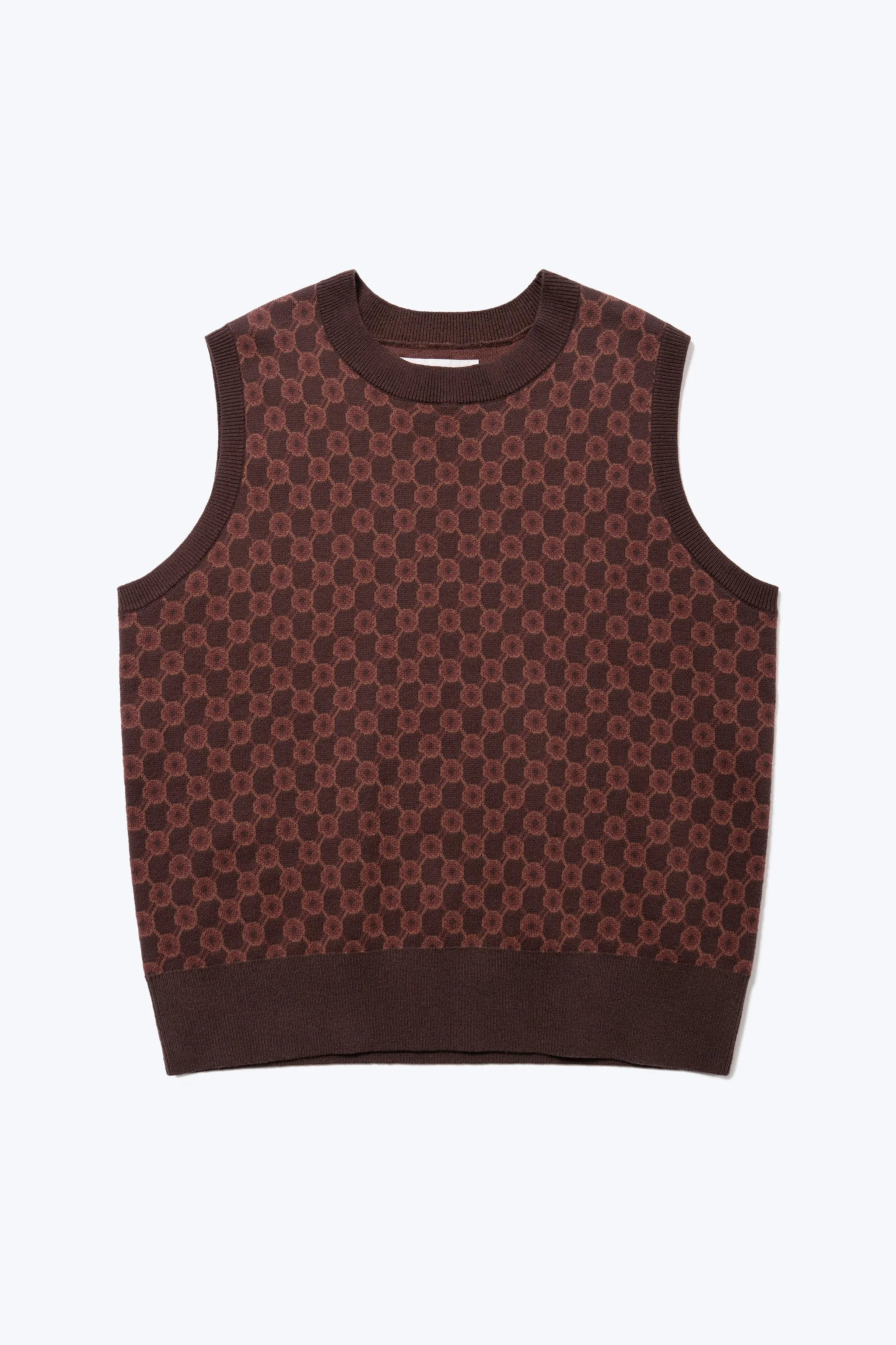 Ebb Jacquard Knit Vest Brown/Brown