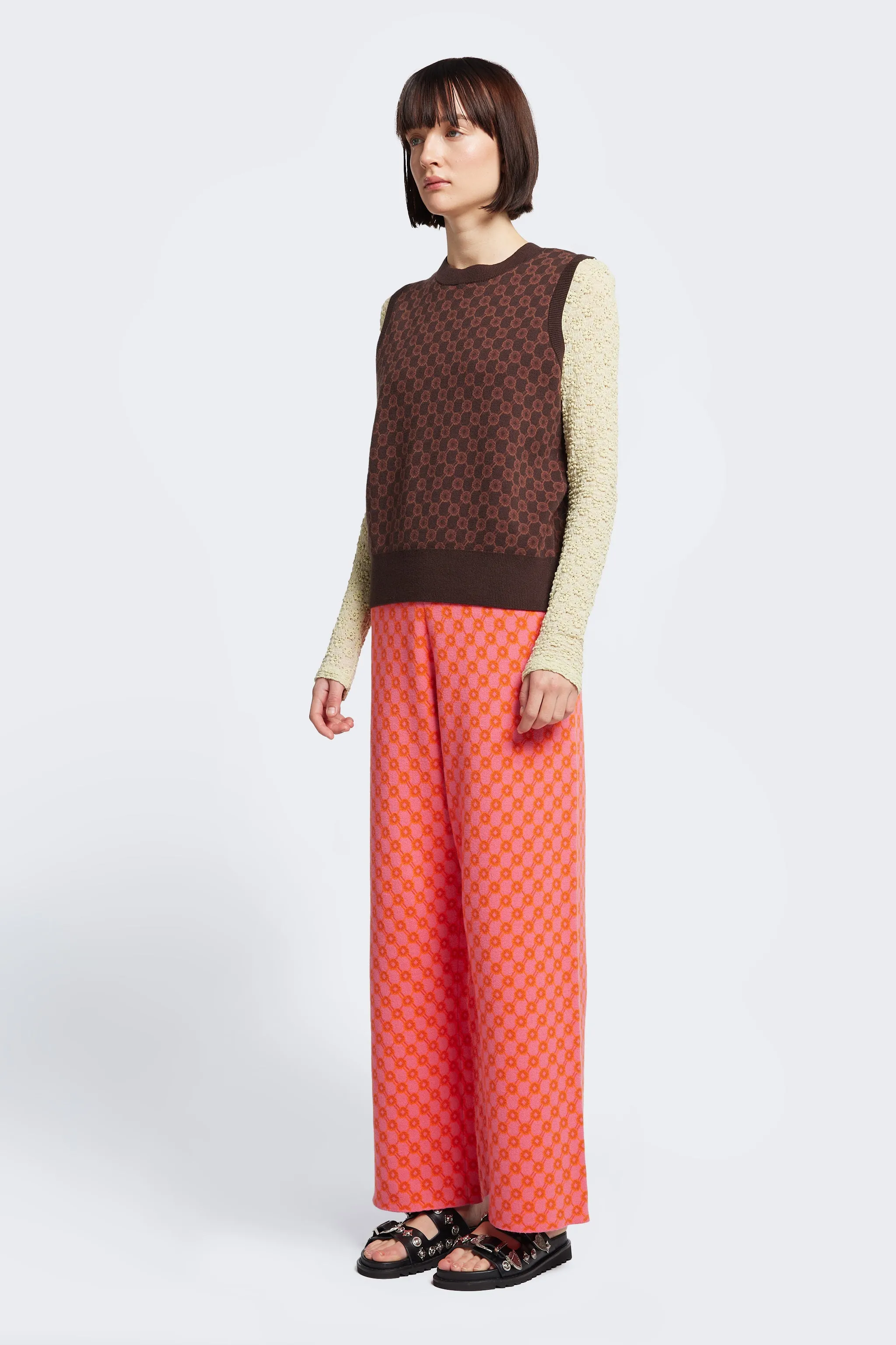 Ebb Jacquard Knit Vest Brown/Brown