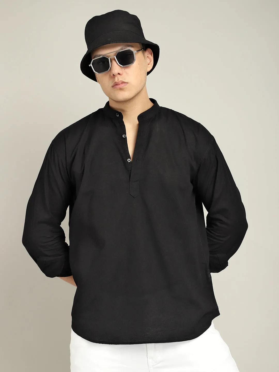 Ennead Black Short Kurta