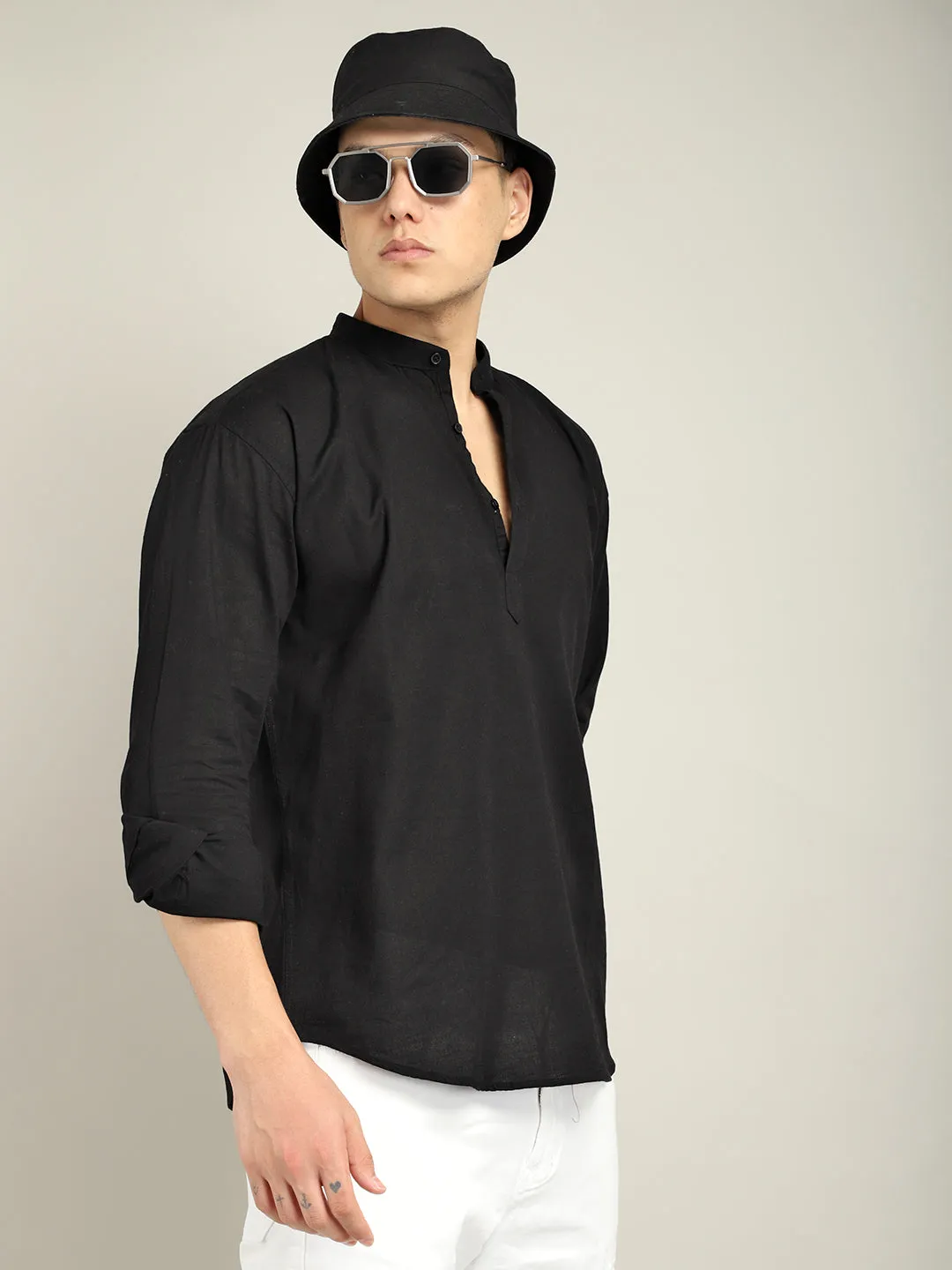 Ennead Black Short Kurta
