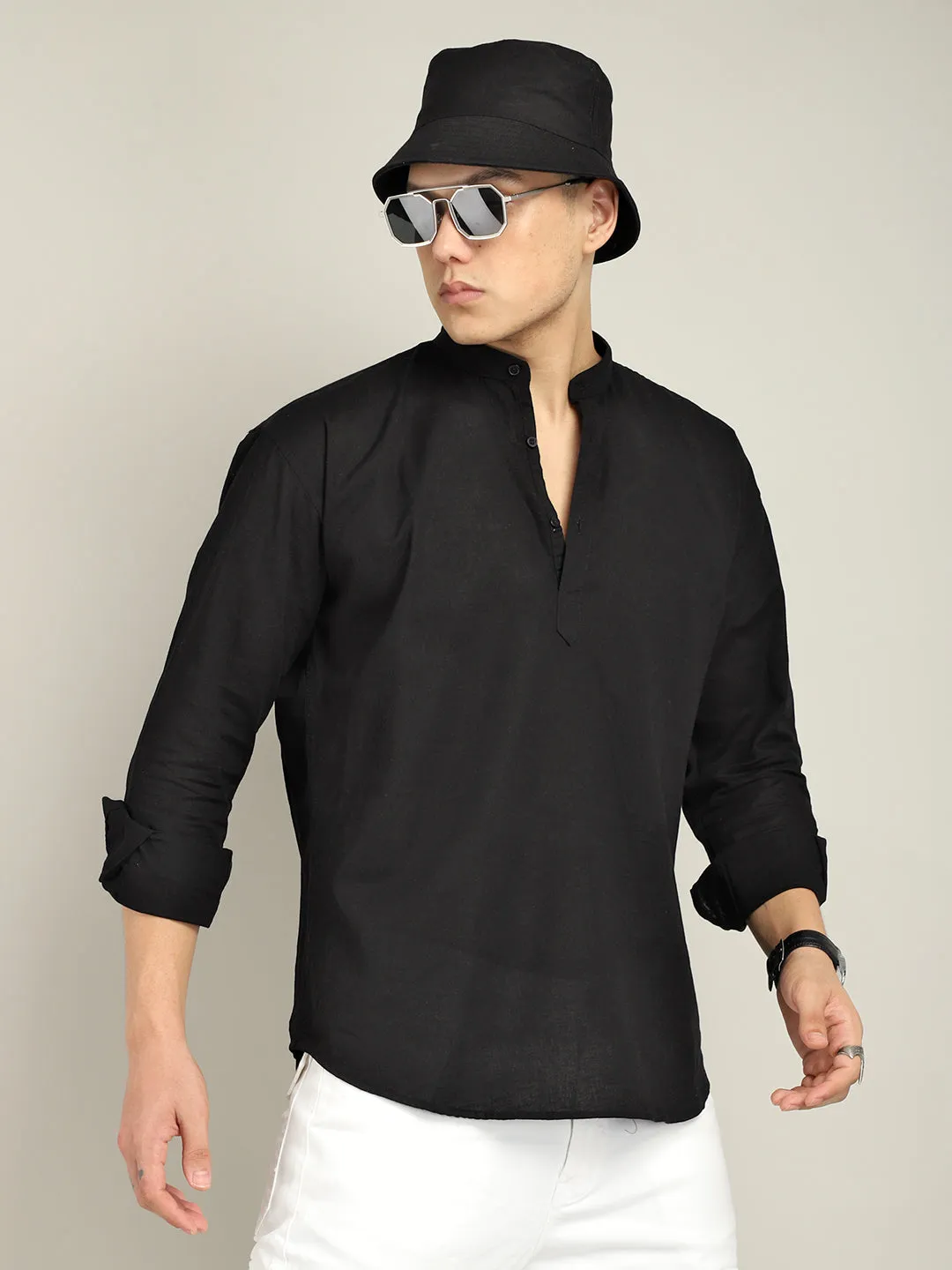 Ennead Black Short Kurta
