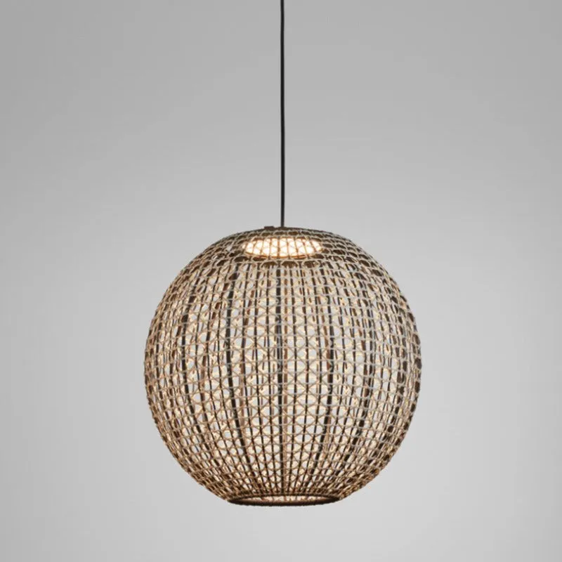 Exterior Mediterranean Woven Orb Pendant