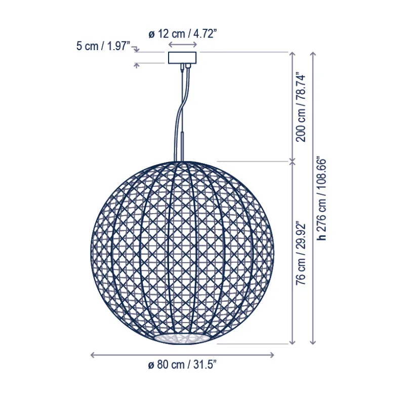 Exterior Mediterranean Woven Orb Pendant