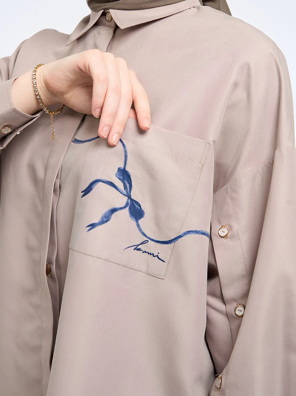 FLOREN PRINTING POCKET TOP BROWN RICE