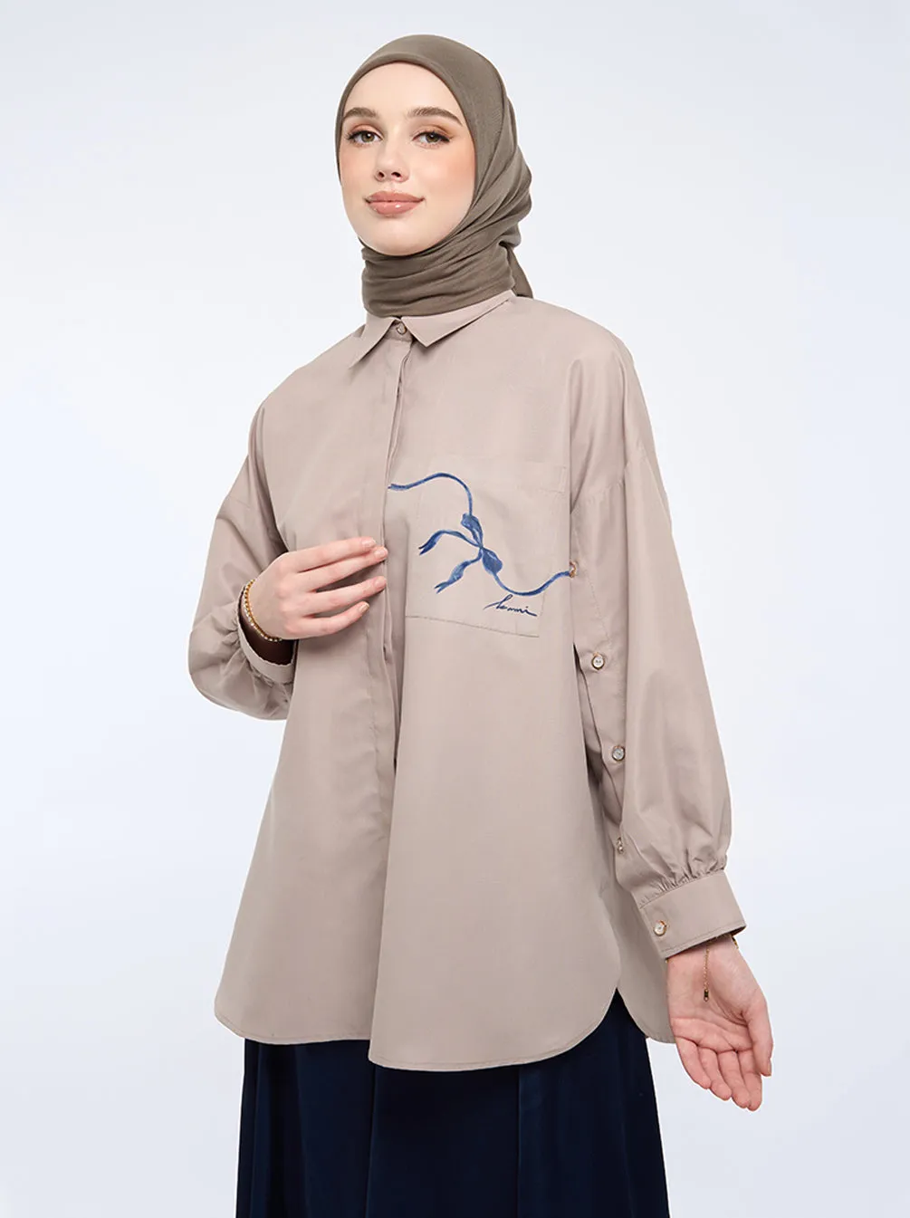 FLOREN PRINTING POCKET TOP BROWN RICE