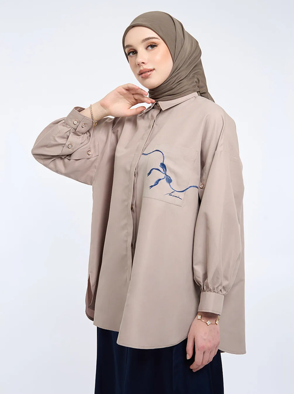 FLOREN PRINTING POCKET TOP BROWN RICE