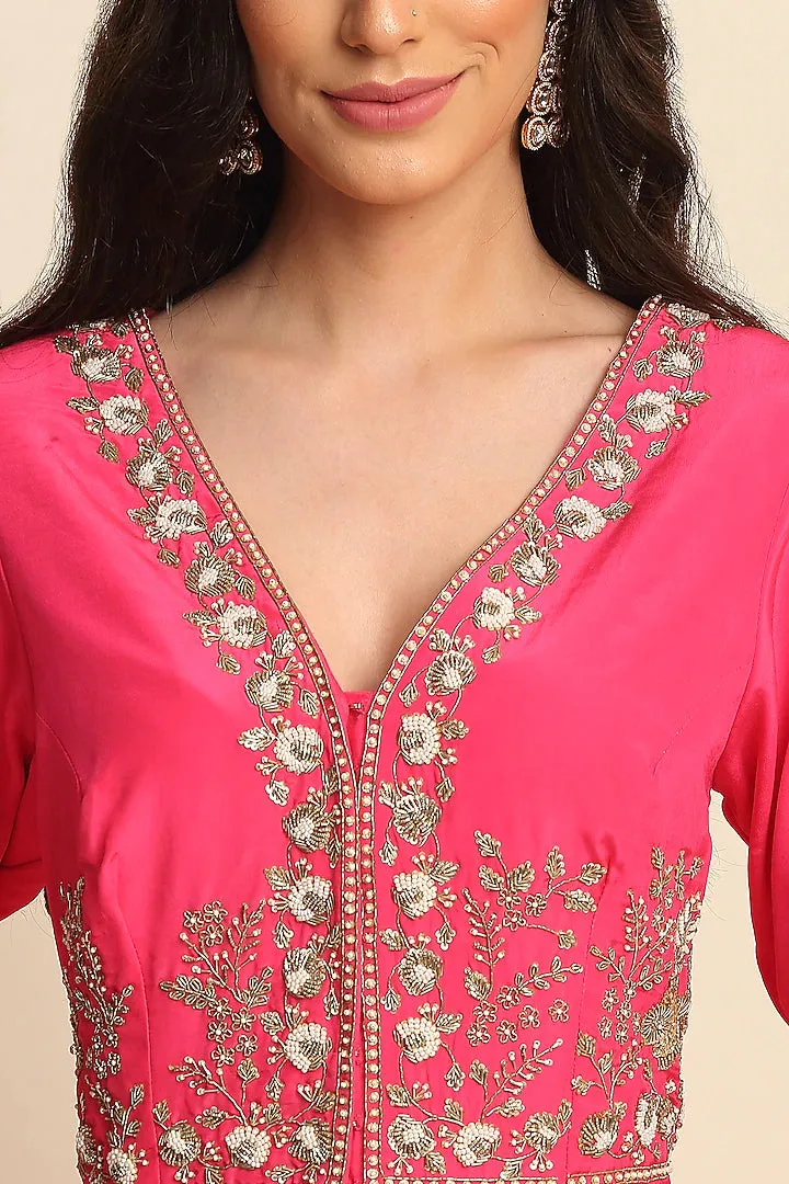 Fuchsia Crepe Anarkali Set