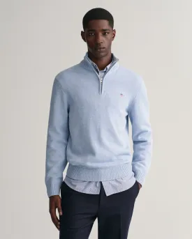 GANT - Casual Cotton Half-Zip, LT Blue Melange