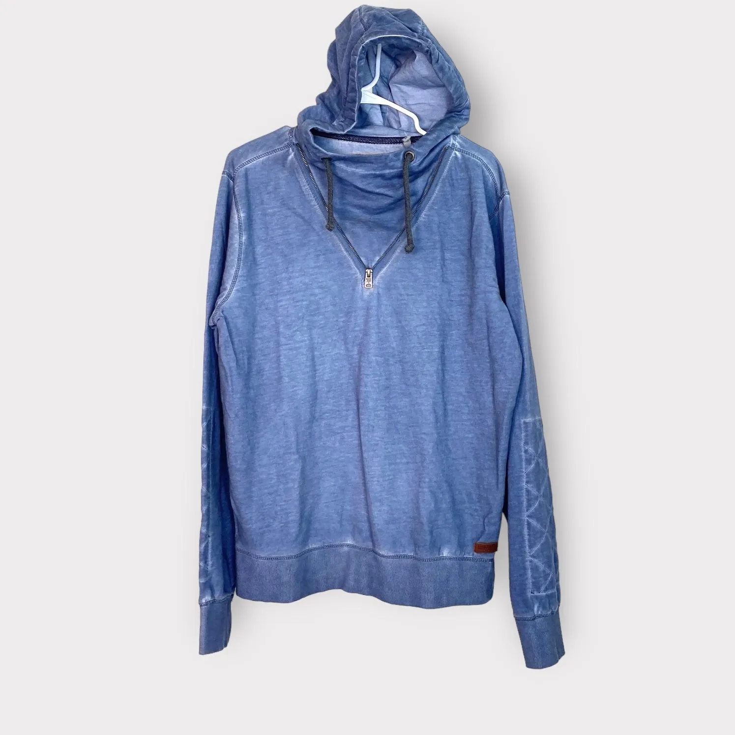 Garcia Jeans Men's Acid Washed Hoodie Sweatshirt | XL | Blue | Slim Fit | 100% Cotton | EUC