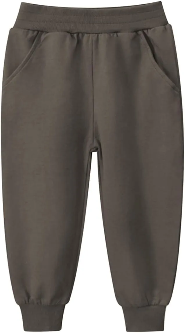 GFQLONG Toddler Boys 2 Pack Cotton Active Jogger Sweatpants,Kids Casual Athletic Solid Pocket Pull On Pants