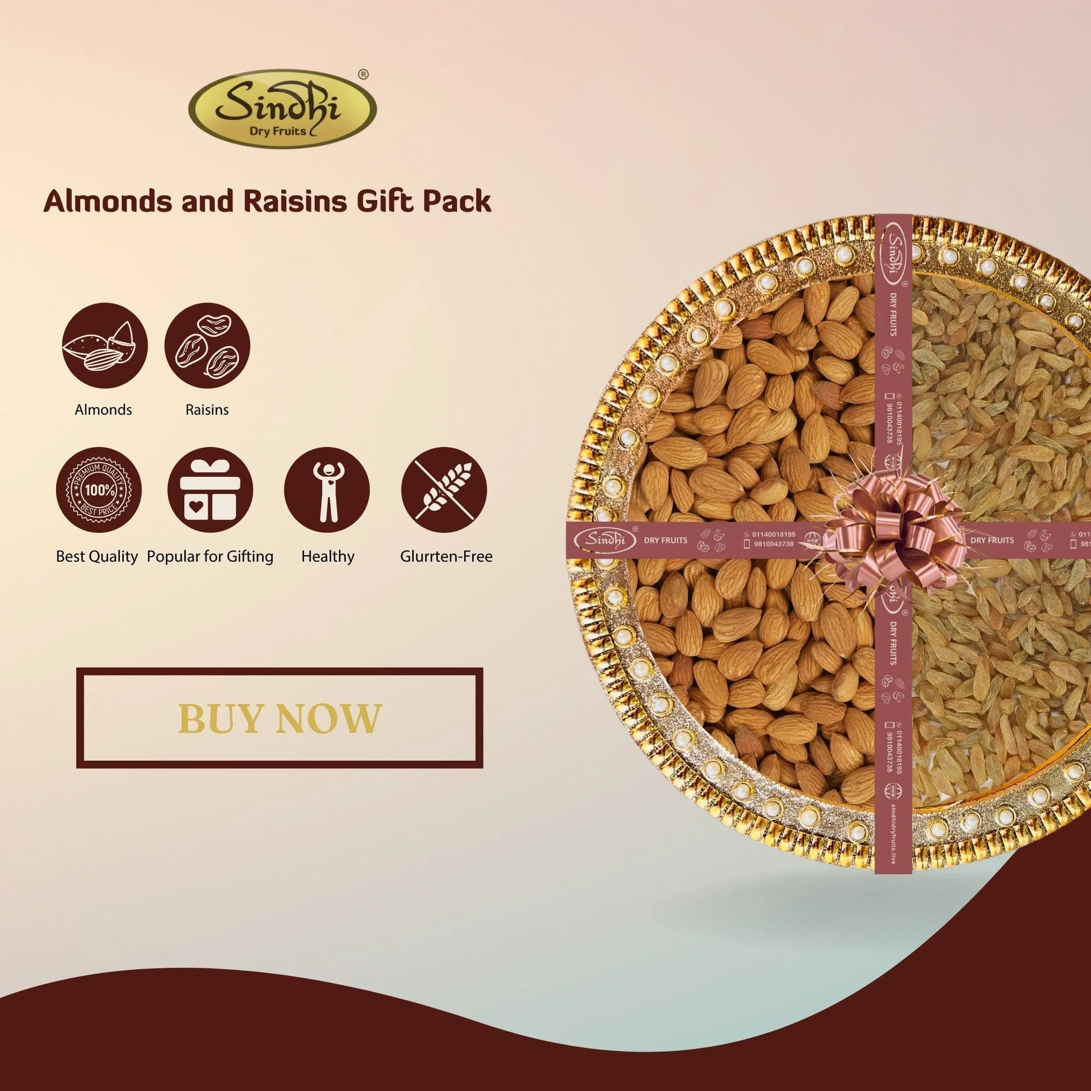 Gift Pack Containing California Almonds and Green Long Raisins