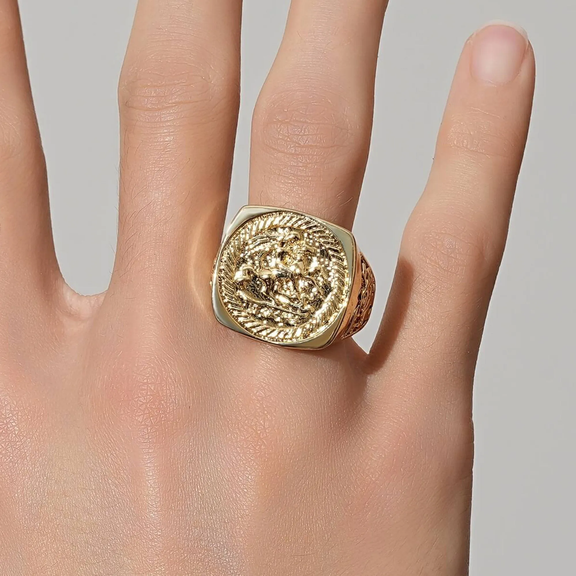 Gold Filled Bonded Dragon Slayer Sovereign Ring Size R/V