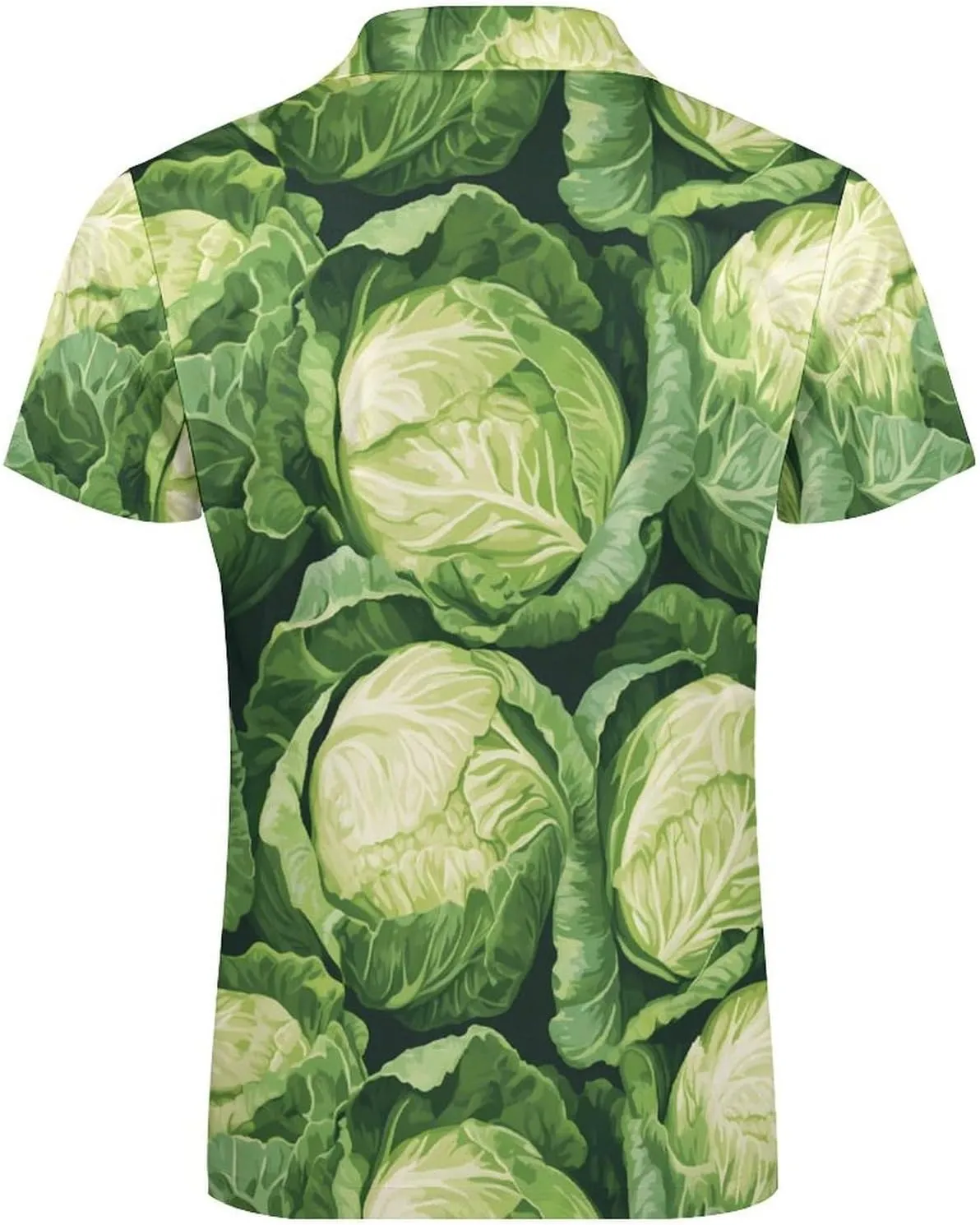 Green Cabbage Pattern Trendy Polo Shirts for Men Short Sleeve Lapel Collar Zipper T-Shirts Outdoor Sports