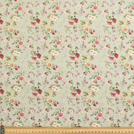 Green Floral Vintage Cotton Print