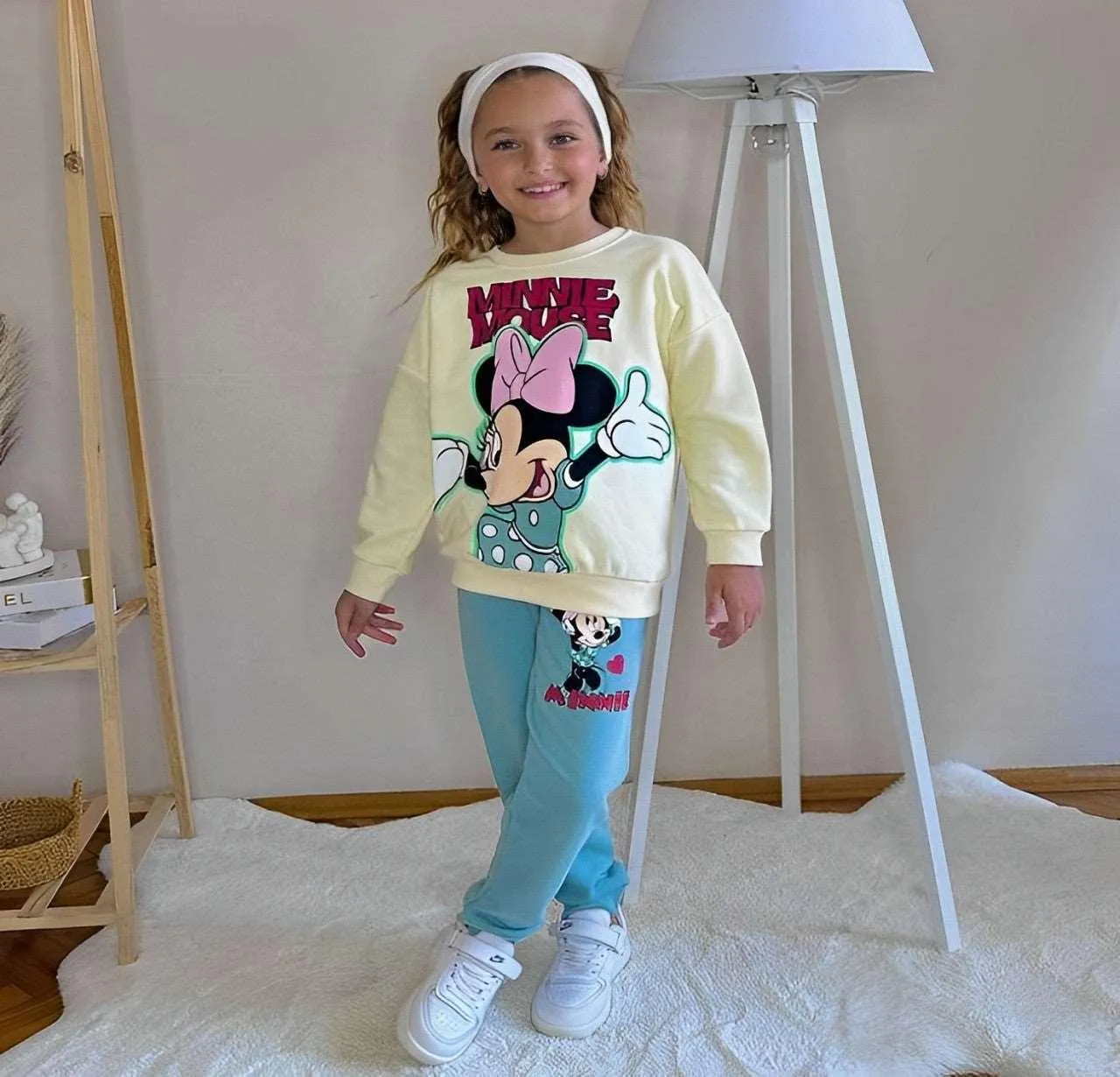 Green Minnie Mouse Girls High-Quality Cotton Set - Kids Girls (2PCs)