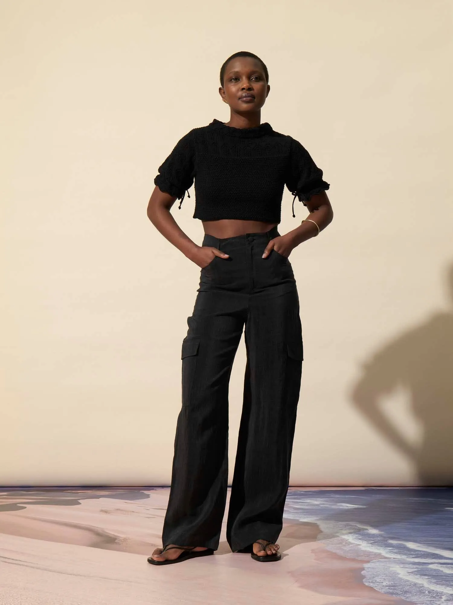 HEALY - Pantalon cargo en bio tencel FSC Noir