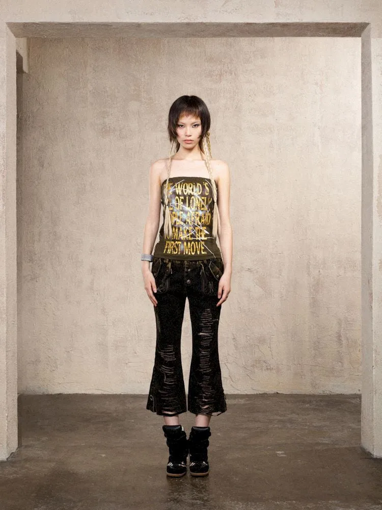 Heavy duty brushed gold low-rise casual denim【s0000009480】
