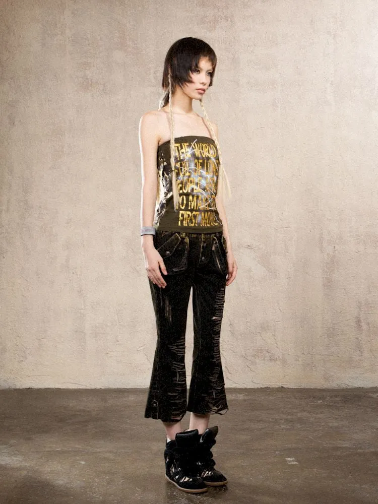 Heavy duty brushed gold low-rise casual denim【s0000009480】