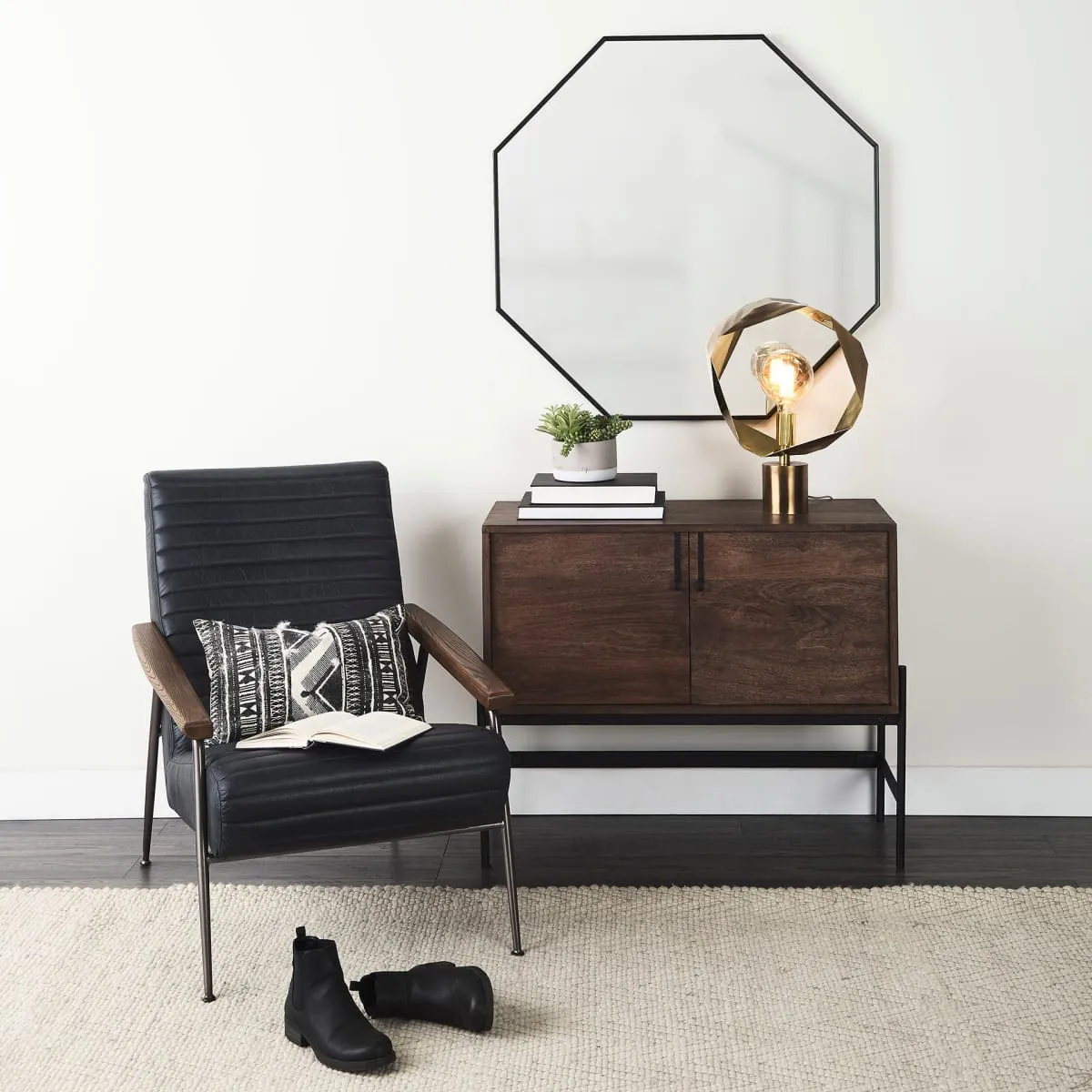 Helix Wall Mirror Black Metal | 37"
