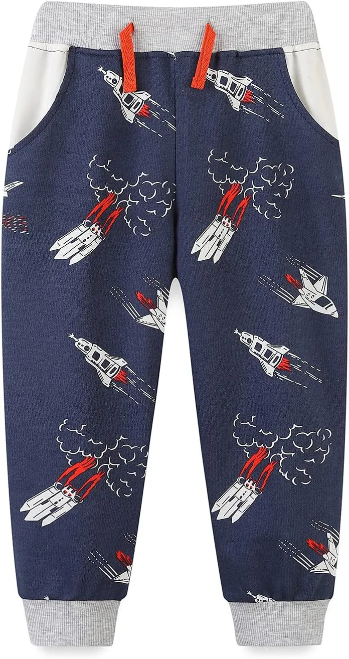 HILEELANG Toddler Boy Sweatpants Kids Sport Jogger Cotton Casual Active Playwear Sweats Pants 2-Pack