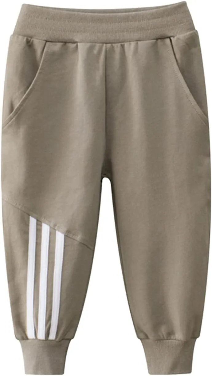 HILEELANG Toddler Boy Sweatpants Kids Sport Jogger Cotton Casual Active Playwear Sweats Pants 2-Pack