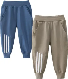 HILEELANG Toddler Boy Sweatpants Kids Sport Jogger Cotton Casual Active Playwear Sweats Pants 2-Pack