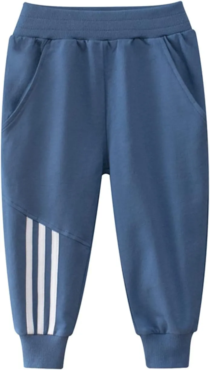 HILEELANG Toddler Boy Sweatpants Kids Sport Jogger Cotton Casual Active Playwear Sweats Pants 2-Pack