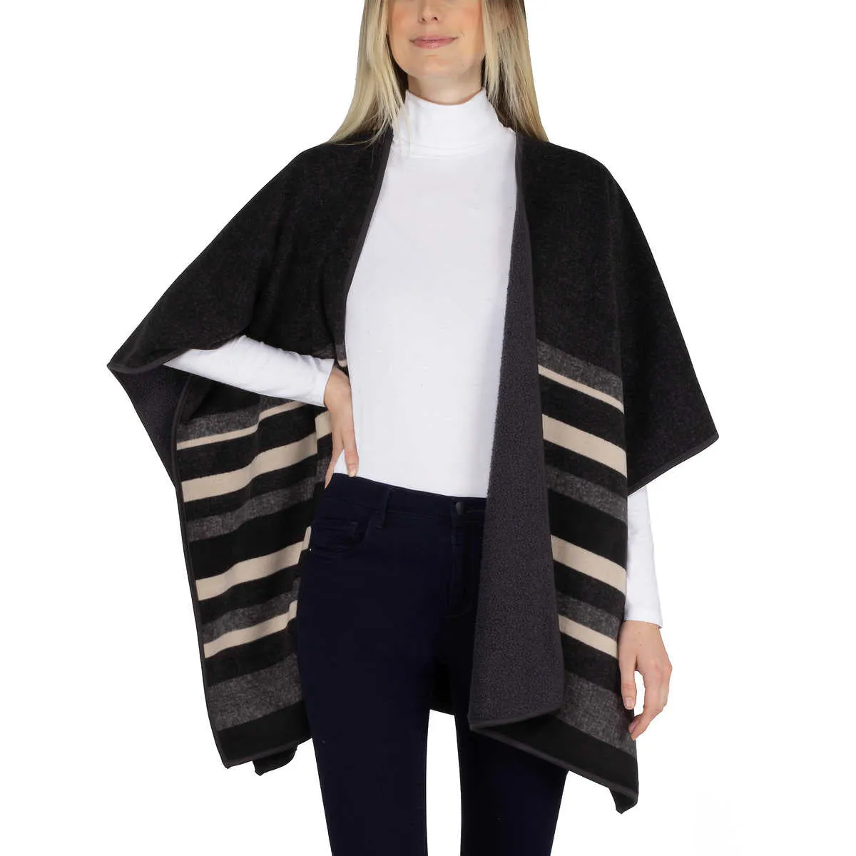 Ike Behar Women's Reversible Wrap with Soft High Pile Fleece