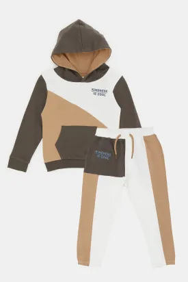 Infant Boys Beige And Brown Jogging Set (2 Piece)