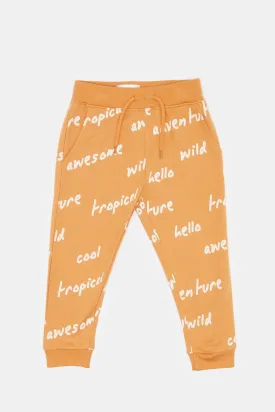Infant Boys Mustard Printed Jogger