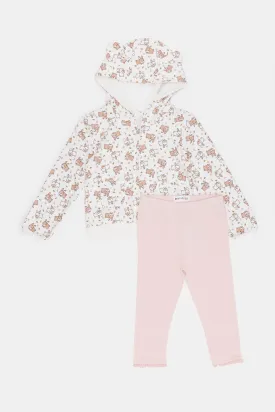 Infant Girls Pink Printed Casual Set (2 Piece)