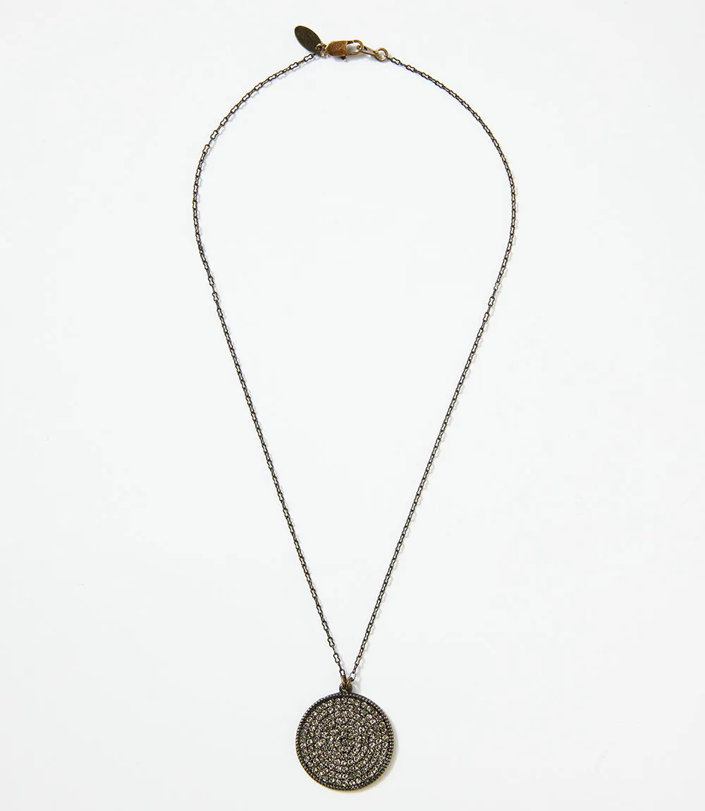 Large Pavé Disc Necklace