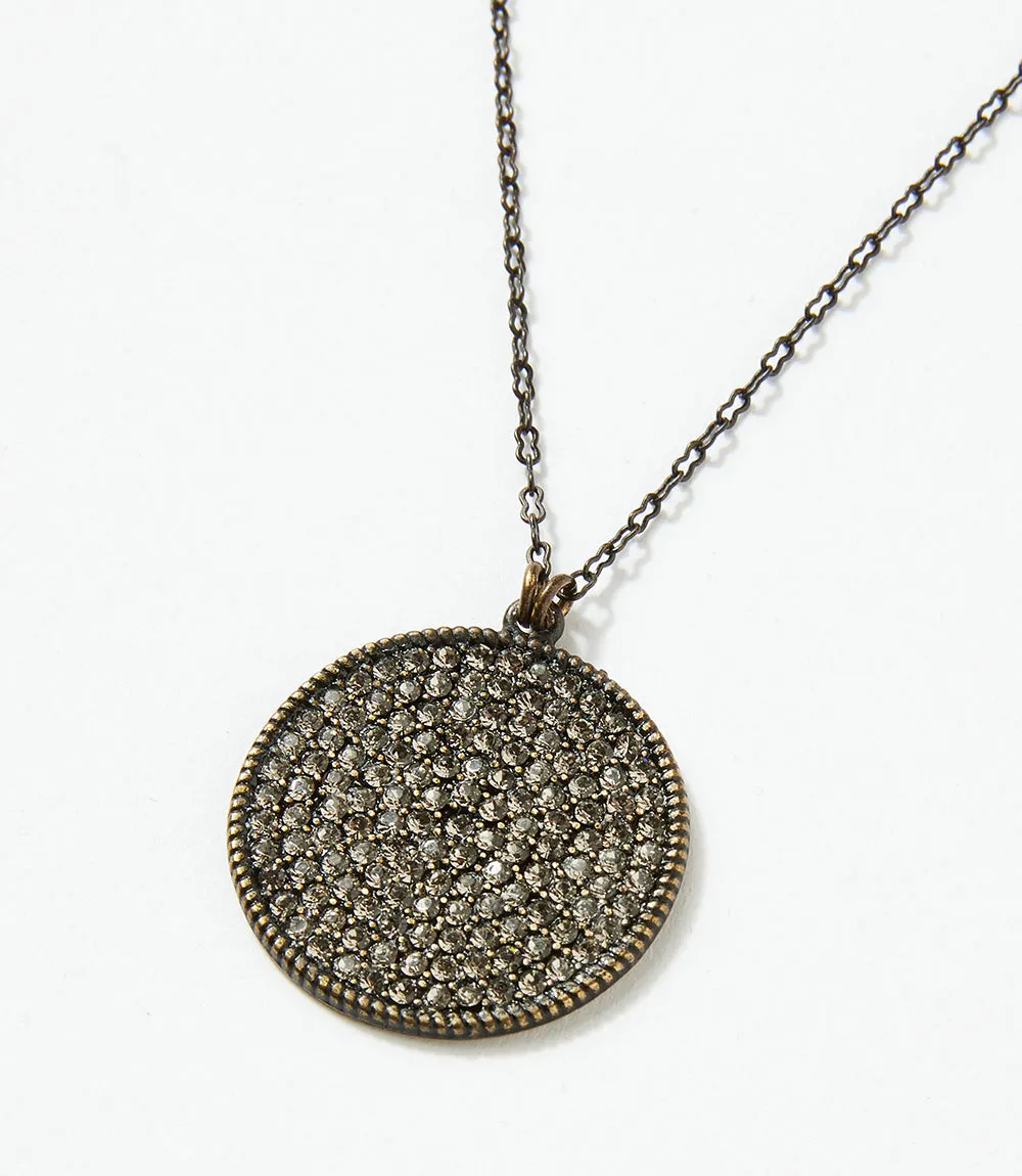 Large Pavé Disc Necklace