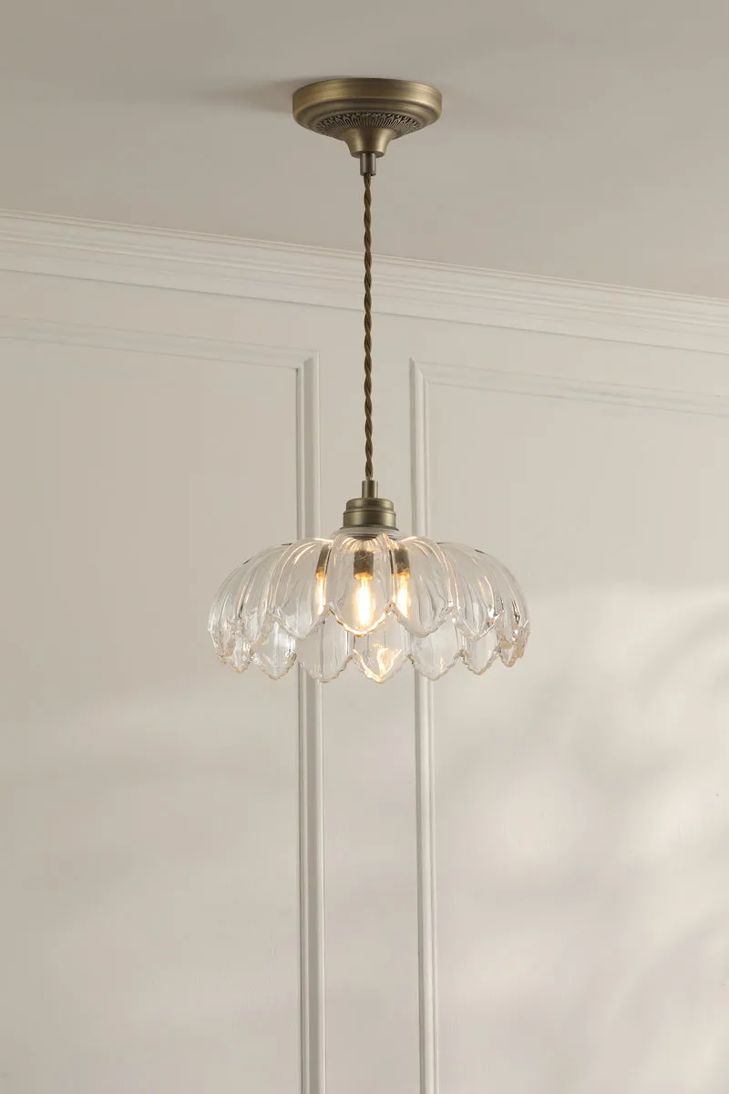 Laura Ashley Bexwell Pendant Matt Antique Brass and Glass