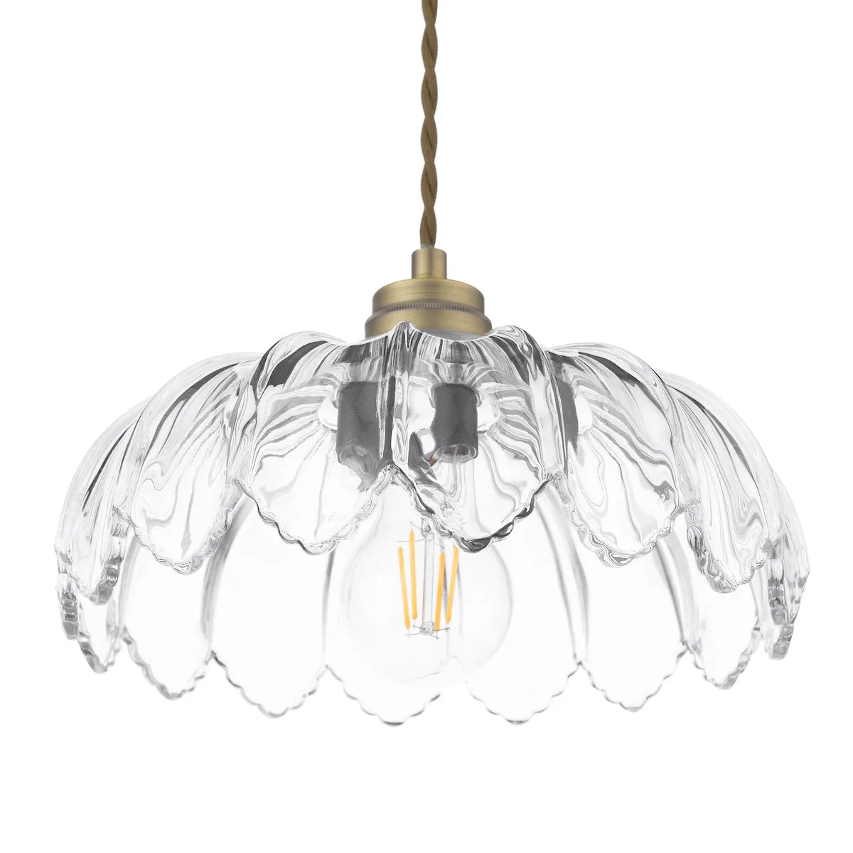 Laura Ashley Bexwell Pendant Matt Antique Brass and Glass