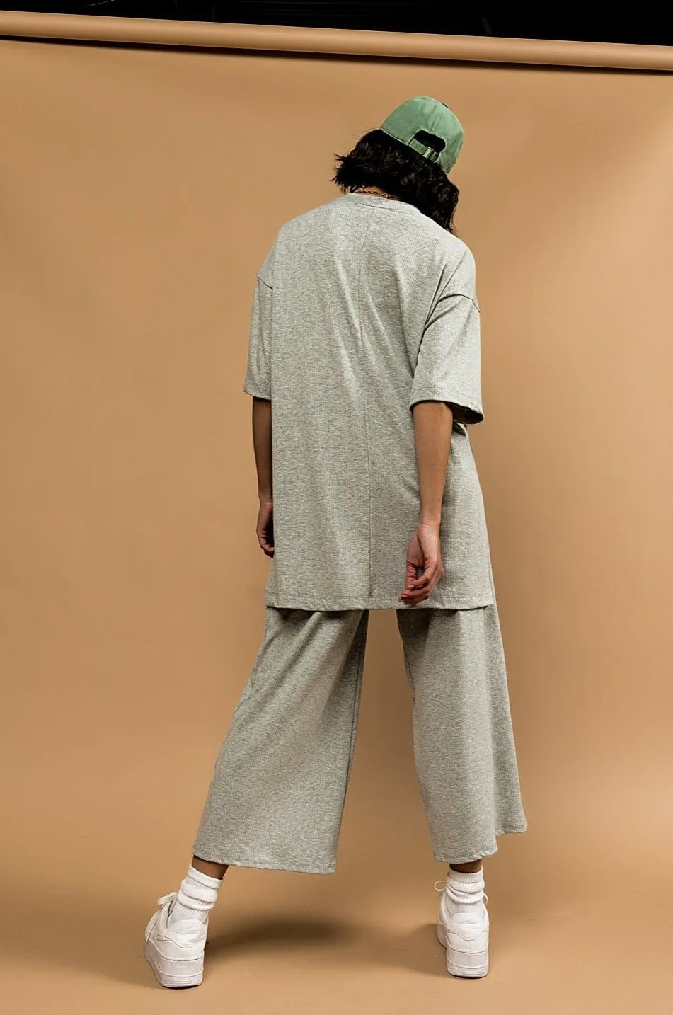 Lex Ribbed Playsuit in Heather Grey