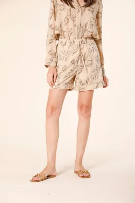 Linda Jogger bermuda chino donna in tencel con pattern foglie relaxed