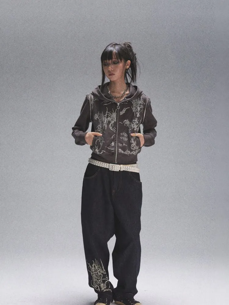 Loose Casual Original Color Printed Denim【s0000007904】