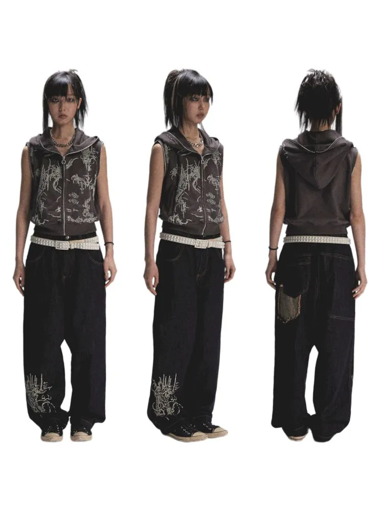 Loose Casual Original Color Printed Denim【s0000007904】