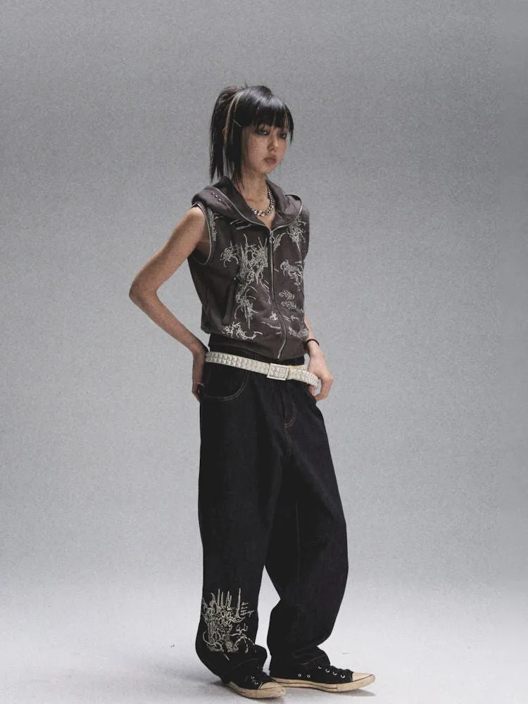 Loose Casual Original Color Printed Denim【s0000007904】